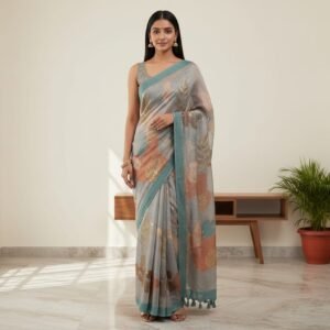 Home ivory with light blue paper silk